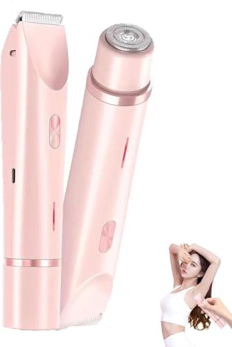 Ukisisi Dual-head Hair Trimmer for Women,rechargeable Ipx7 Waterproof Lady Body Shaver,dual Head Shaver Women,2 In 1 Electric Lady Shaver for Women,epilator for Women for Underarms, Legs, Arms