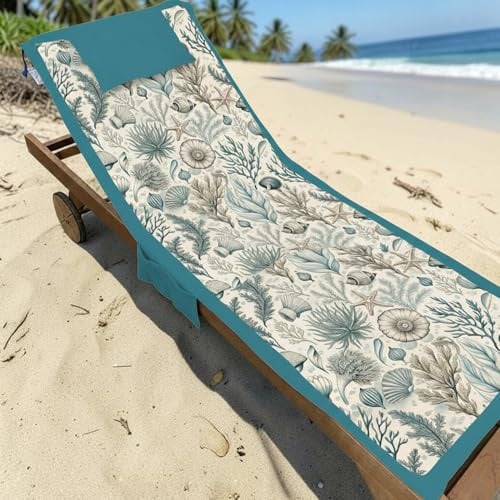 L'Emporio Casa Strandtuch mit Taschen und Kissen – Digital-Liegestuhl aus weicher Polyester-Mikrofaser (Stern)