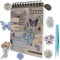 YFLeomry Scrapbook Set mit 50 Blatt，Scrapbooking Zubehör für Fotoalben, Tagebücher ，DIY Projekte，Kreative Scrapbook Stickers mit Vintage, Blumen，Schmetterlinge，Zitat，Motive(Blau)