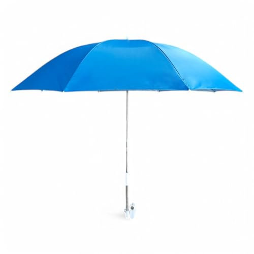Pincho Sombrilla Playa UV50+ 120cm, Sombrilla playa portatil con pinza para Tumbona Silla Camping Jardin Acero Ligero Poliester Resistente Clip Ajustable Protección Solar (Azul)