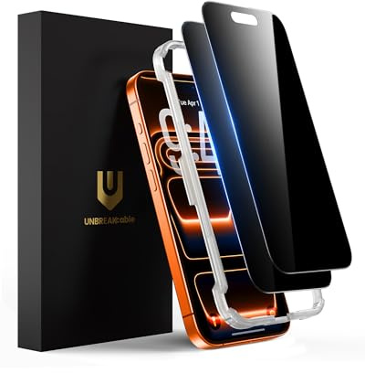 UNBREAKcable Panzer Sichtschutz Glas Kompatibel für iPhone 17 Pro Max (6,9 Zoll) Blickschutzfolie Privacy Screen mit Anti Spy, Kratzfest, Anti-Fingerprint und blasenfrei - 2 Stück