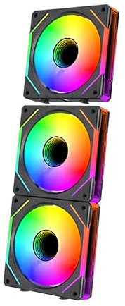 Computer Case Fans Reverse 120mm ARGB - 5V 3Pin PWM Daisy Chain, Infinity Mirror Module for PC Cases & Liquid Cooling (Black)