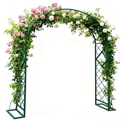 Rosenbogen Aus Metall 140-300cm Breite Rosen Torbogen Für Kletterpflanzen Stabil Rrankgitter Gartenbogen Freistehend Rosengestell Rankbogen Spalier Für Hochzeit Garten Balko(Green,W180xH230xT40cm)