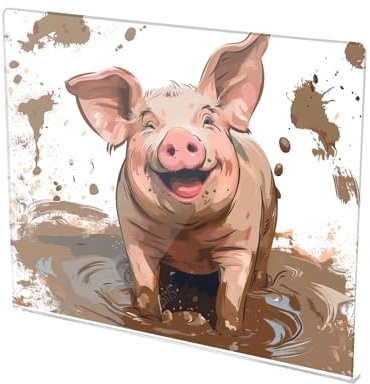Planche à découper en forme de cochon souriant 41,9 x 34 cm avec bord à lèvres