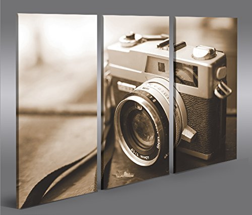 islandburner Bild Bilder auf Leinwand Alte Kamera Sepia Fotoapparat wie Leica Vintage 35mm 3p XXL Poster Leinwandbild Wandbild Dekoartikel Wohnzimmer Marke