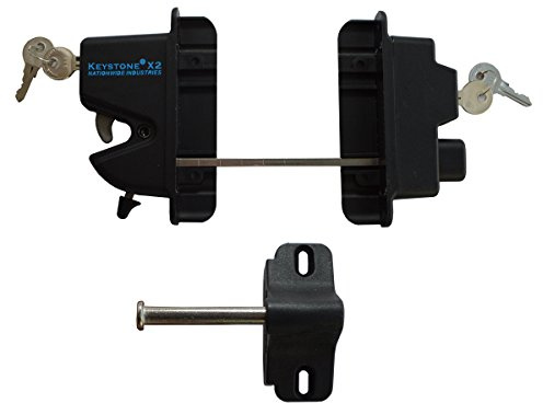 Black Nylon Polymer Keystone X2 External Gate Latch With External Access | Keyed Alike | KLX2-P2-BK-KA