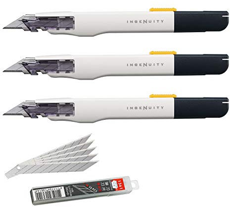 SDI - Confezione Taglierini Professionale Alta Precisione SDI Ingenuity con 10 Lame di Ricambio Acciaio SK2+Cr. di 9mm/30º. Ergonomico e Adatto ai Mancini. Colore Avorio, Misurare 14 cm