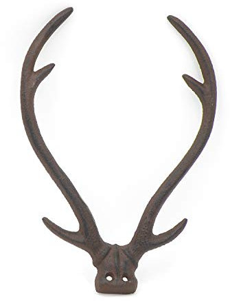 ExtraHome Hirschhaken - Geweih Haken - Gusseiserne Wandgarderobe dunkelrostfarben patinierte