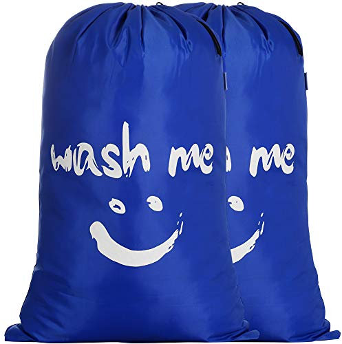 IHOMAGIC 2 Stück Wäschesack Reise, 125L Schmutzwäsche Wäschesammler Wäschetasche Wäschebeutel Groß Faltbarer Wäschekorb Aufbewahrungstasche Wäschetonne Outdoor Wäschebehälter Stoff, Dunkelblau