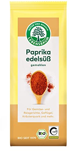 LEBENSBAUM Bio-Gewürze Paprika edelsüß, Paprikapulver mit fruchtig-süßem, leicht pikantem Geschmack, Paprika edelsüß bio, 50 g