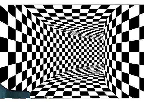 Tianbi 3D Bereich Teppich Wirbel Teppich Schwarz Und Weiß Kariert 3D Visueller Effekt Boden Teppich Matte Rutschfester Wirbel Teppich Teppich Zuhause Schlafzimmer Wohnzimmer