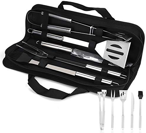 Hippodance Utensilios Barbacoa Kit, Utensilios Barbacoa con Bolsa Oxford,Barbacoa Parrilla Herramientas Acero Inoxidable Kit Barbacoa para Camping, jardín, Barbacoa en la terraza