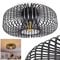 HOFSTEIN Deckenleuchte Wemude, runde Deckenlampe Wohnzimmer, Schlafzimmer - 1-flammige Metall Lampe Schwarz, E27-Fassung, Retro-Leuchte mit Spannendem Lichteffekt, Ø 40 cm, Modern für Innenbereich