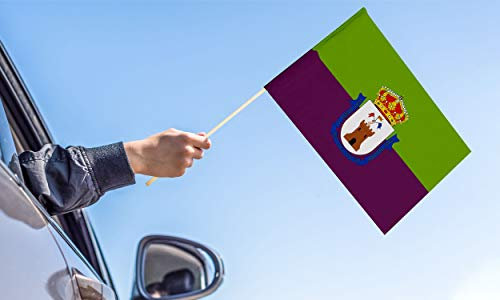 Oedim Pack 2 Banderas de Mancha Real con Palo de Madera de 100cm | 67x45cm | Bandera Resistente al Agua