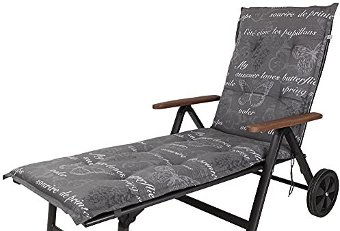 Kettler Polen KETTtex 2385 Auflage Rollliege Bali grau Schmetterlinge 193x60x8 cm (ohne Liege)