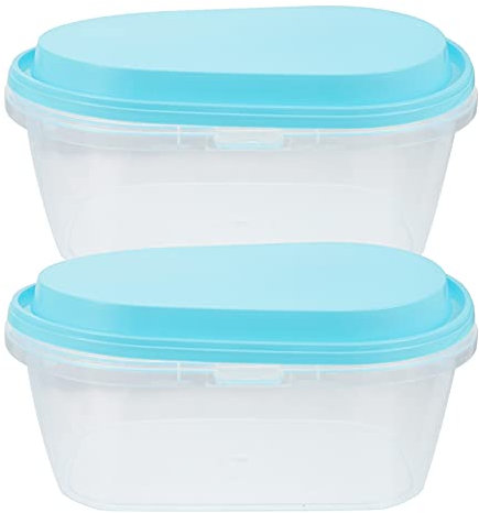 DOITOOL 2pcs Ice Cream Storage Freezer Container With Lids Ice Cream Tubs Freezer Containers for Homemade Ice Cream 1000ml Blue