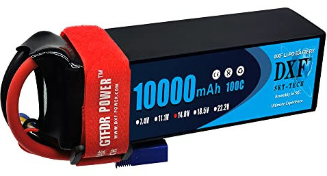 DXF 1 Packungen 14.8V 10000mAh LIPO 4S AKKU mit 100C Entladung, 4S LIPO Batterie für X-Maxx, RC Auto, Panzer, Lastwagen - 4s lipo akku EC5 Connector, korrektem Größe und Stecker