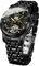 OLEVS Herren-Automatikuhr, Skelett, 5 Zeiger, mechanisch, klassisch, luxuriös, Multi-Kalender, Edelstahl, wasserdichte Armbanduhr für Herren, Schwarz,Schwarz, selbstaufziehende, automatische Uhr