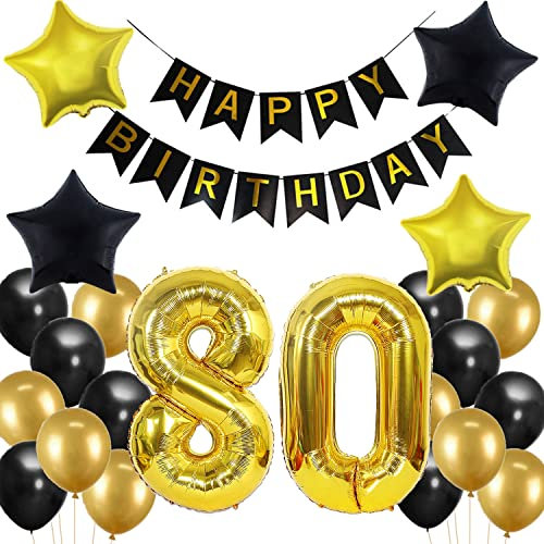 80. Geburtstag Dekoration, 80 Geburtstag Deko Schwarz und Gold, Geburtstagsdeko 80 Jahre Mann, 80 Jahre Geburtstagdeko Mann, Luftballon 80. Geburtstag Deko, 80. Party Luftballons