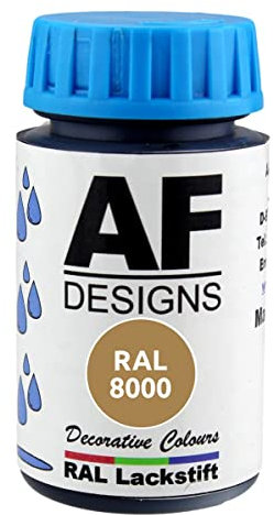 Alex Flittner Designs Vernice per vernice RAL 8000, colore marrone/verde opaco, 50 ml, in legno, metallo, per mobili, bagno, vernice per ritocco