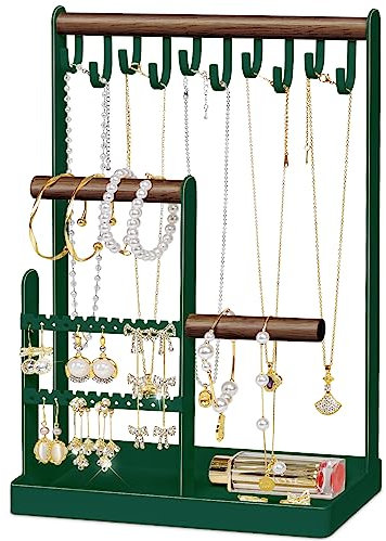 MetWoods Schmuckständer Schmuckhalter Schmuckbaum Schmuck Kettenständer Ketten Aufbewahrung Ohrringständer Schmuckaufbewahrung für Halskette Armband Ohrringe Grün