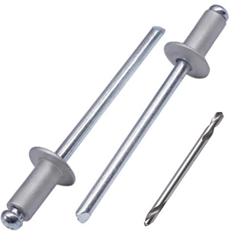 SKIR'CO (100 Stück) Blindnieten lackiert 4,0 x 8 mm, Aluminium Popnieten, Bohrer enthalten (Aluminium Weiß RAL 9006)