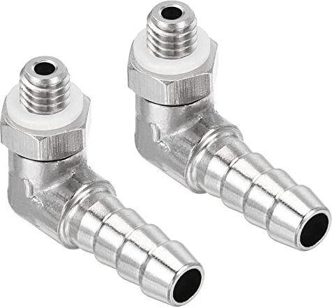 M METERXITY 2pz Tubo Dentellato Raccordi - 90 Gradi Gomito Nichelato 6mm Dentellato Tubo Connettore con Tubo flessibile Applicare a Gas (M6x1 Maschio Filettatura)