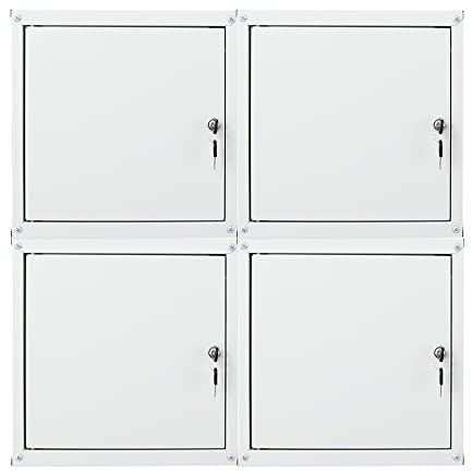 PROREGAL Mega Deal 4X Schließfachwürfel Cubic HxBxT 35x35x35cm Grau Schließfachschrank Metallspind Wertfachschrank Umkleideschrank 4 Fächer