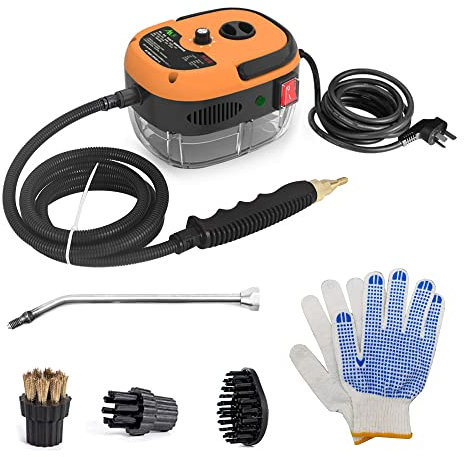 IRISHOM Handgerät Hochdruck Dampfreiniger,3 BAR, 2500W,1000ml Wassertank,100 Grad,6 Geschwindigkeiten einstellbar,Mit 3 Arten von Bürstenköpfen,Küchenutensilien, Fliesen