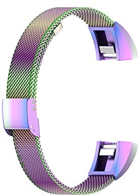 BUIEX Metallband Compatible With Alta HR/ -Alta -Armbänder Edelstahlarmband Ersatzwachtband Compatible With Alta HR Gurt (Color : Rainbown, Size : Fitbit ACE)