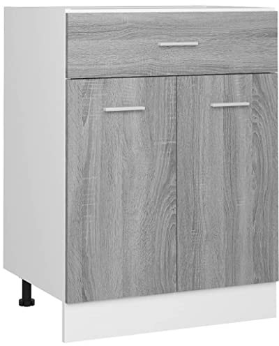 vidaXL Drawer Bottom Cabinet in Grey Sonoma Engineered Wood for Kitchen - Optimised Space with Ample Storage, Modern Style.
