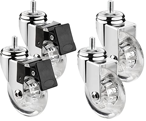 360 ° Drehbare Rollen,35 Mm Lenkrollen, Möbelrollen Mit Gewinde, M8 * 15 Mm, M10 * 15 Mm Transportrollen ,Geeignet Für Trolleys, Möbel, Kinderbetten, Blumen(Size:2in-M8*15mm,Color:2 Braked+2 Swivel)