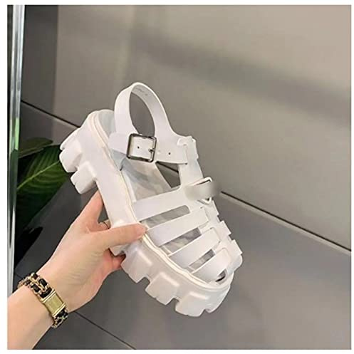 Generic Damen Plateausandalen, Damen Sommersandalen Mit Offener Zehenpartie, Klassischer Schuh Für Feiertage Und Veranstaltungen, Weiß, 37 EU