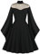 Ro Rox Feronia Swing Dress Mesh Goth Angel Sleeve Sexy Sheer, Black, M