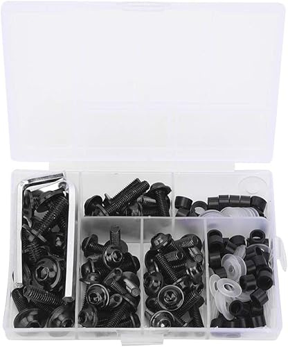158 Pezzi Kit Bulloni Carenatura Moto in Alluminio Nero | Kit Universale Per Moto Sportive Con Viti In Alluminio E ABS Di Alta Qualità