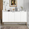 Dolamaní Kommode 120×30×80 cm mit 4 Türen, Modernes Sideboard BuffetSchrank Wohnzimmer, Esszimmer Mehrzweckschrank (Weiße)