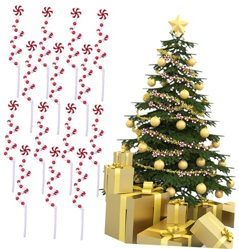 PRETYZOOM 25 STK Süßigkeitenschmuck Für Den Weihnachtsbaum Rot-weiße Zuckerstangen Weihnachtliche Zuckerstangendekorationen Mini-Weihnachtsbaum Weihnachtssprays Plastik Kunsthandwerk Sprühen