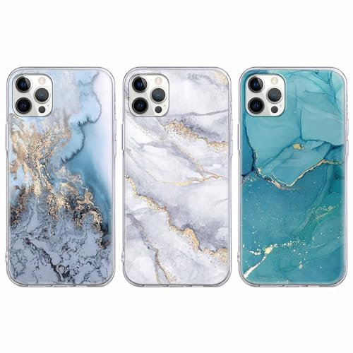 Xylota 3 Stück Handyhülle für iPhone 13 Pro Max 6,7 Hülle, Transparent Mode Case mit Aesthetic Marmor Muster, Weich Silikon Ultra Dünn TPU Stoßfeste Kratzfest Schutzhülle Cover für iPhone 13 Pro Max