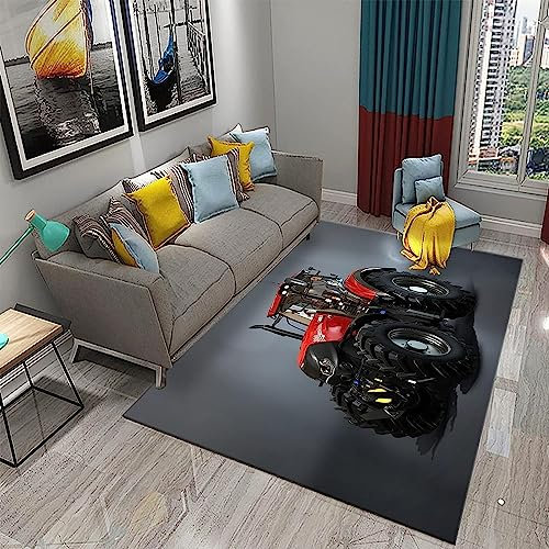 3D Roter Traktor 180 X 280 cm Kinder Jugendliche Jungen Teppich Schlafzimmer Dekoration Kinderzimmer Wohnzimmer, Krabbelmatte Modern Weichem Flanell Kinderteppiche -5X0R+E4B6-0P3B-X5U7-4P4D/W0E6-8U5