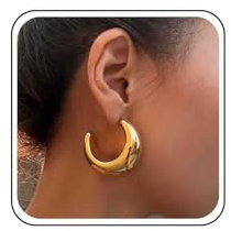 Atentuyi Punk Klobige Gold Breiter Huggie Creolen Ohrring - Runder Dicker Kreis Kuppel Ohrringe Schmuck für Frauen und Mädchen