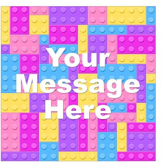 Orange Trading Dartmouth LTD A4 Edible Decor Icing Sheet PERSONALISED PINK Colourful Blocks Bricks Design 7-8 Square Cake Topper Decoration - Great for larger cakes