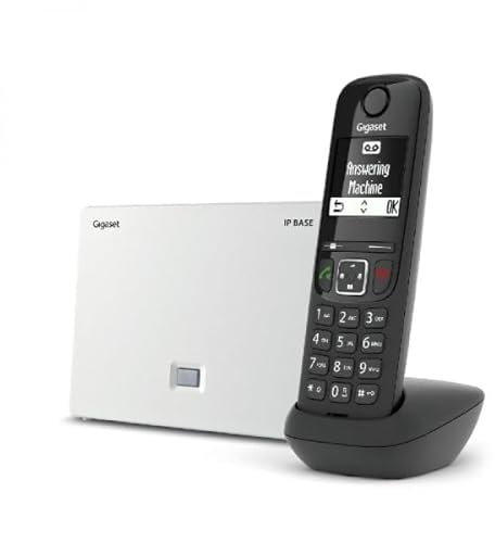 Gigaset AS690A IP BASE - Telefono VoIP - Supporta 6 portatili - Accesso ai contatti Google, Office 365, Nero [Compatibile in IT, DE, FR, NL, AUT, CHE]