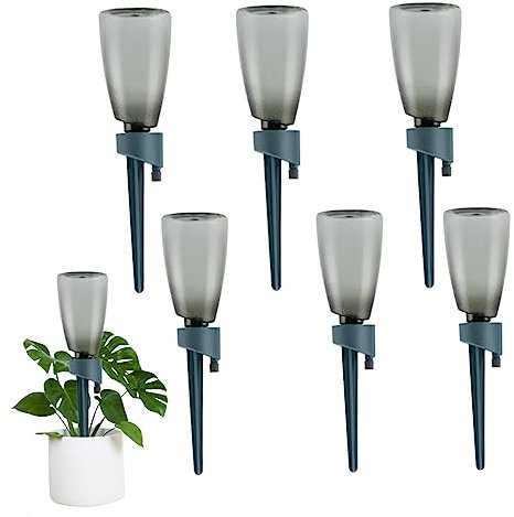 Dispositivos de riego de plantas, 6 piezas de 500 ml de bobina de planta con botellas de agua, kits automáticos de riego por goteo con válvula de control de liberación lenta para plantas de interior