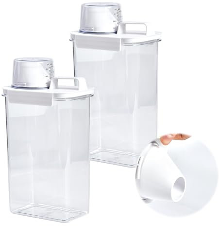 2 unidades de 2300 ml de almacenamiento de detergente en polvo, almacenamiento de detergente para ropa, recipiente dispensador de detergente para ropa