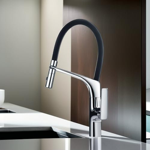 IMEX - Grifo de Cocina Extraible | Grifo Monomando Fregadero con Difusor | Griferia de Cocina con Mangera Flexible 360º | Serie Lanzarote | Color Cromado