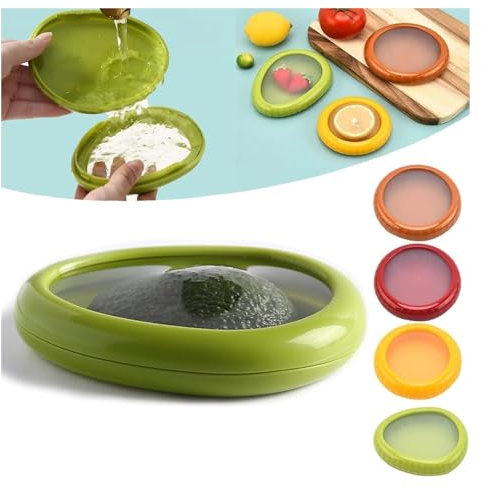 EHOTER Silicone Fruit Storage Box 2024 New Silicone Fruit Storage Containers, Upgraded Material,Silicone Fruit Storage Containers for Fridge Unique Seal (Avocado)