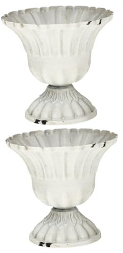 Beatifufu 2pcs Tall Old Vase Garden Urn Headstone Urn Vase Heritage Planter Outdoor Decor Vintage Vases for Flowers Ceremony Floral Arranging Vase Retro Decor Wrought Iron White