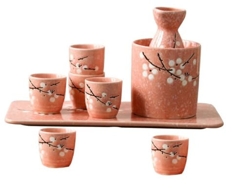 Amosfun Juego de Tetera de Cerámica para Sake Tazas Y Botellas de Sake Japonesas 1 Juego Porcelana Elegante para Bares Y Reuniones Familiares