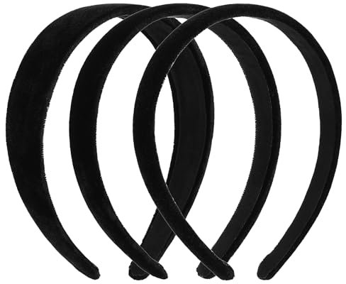 3 Stück Damen Samt Haarreifen, Einfaches Haarreif, Schwarz modisches Haarbänder Breit, Mittel und Dünn Vintage Haarband für Mädchen und Frauen, Mode Haarschmuck
