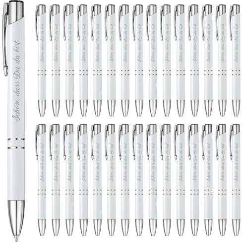 Tenare 30 Stück Schön Dass du da Bist Metall Kugelschreiber Stifte mit Gravur Druckkugelschreiber Gastgeschenk für Hochzeit Taufe Geburtstag Weihnachten Danke Geschenk für Lehrer Kollege Abschied